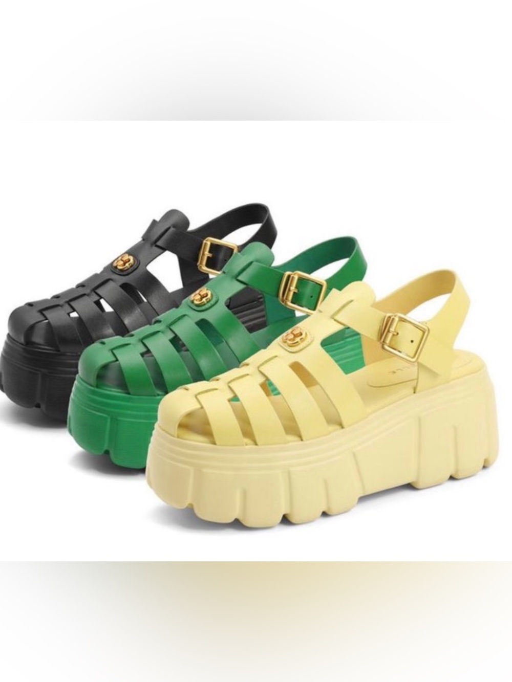 💚BeLLE Platform Fisherman Jelly Sandal💚 NWOB•$125